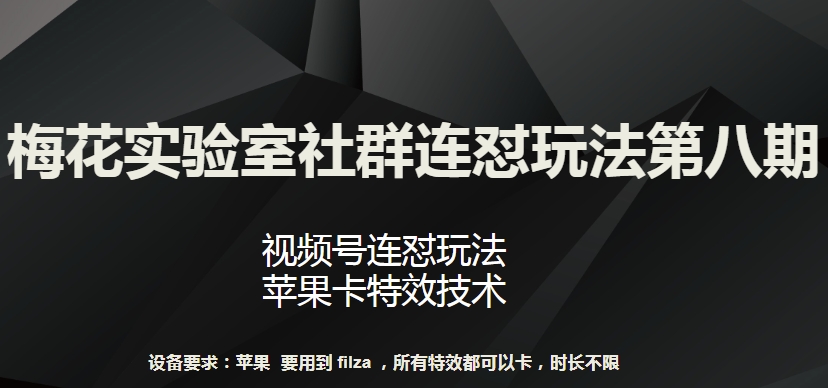梅花实验室社群连怼玩法第八期，视频号连怼玩法 苹果卡特效技术【揭秘】-小鸿资源库