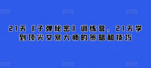 21天《子弹秘密》训练营，21天学到顶尖文案大师的策略和技巧-小鸿资源库