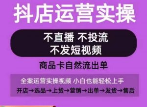 抖店运营实操课，从0-1起店视频全实操，不直播、不投流、不发短视频，商品卡自然流出单-小鸿资源库