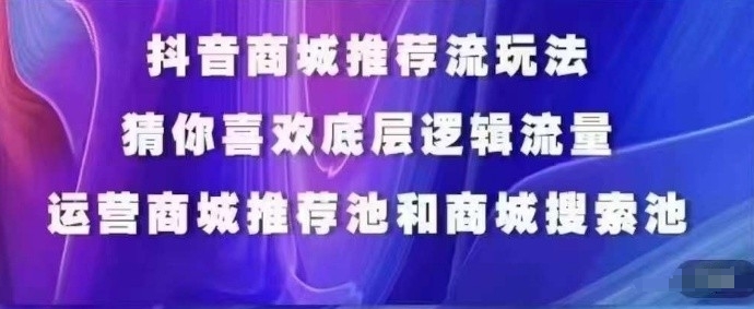 抖音商城运营课程,猜你喜欢入池商城搜索商城推荐人群标签覆盖-小鸿资源库