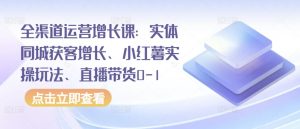 全渠道运营增长课：实体同城获客增长、小红薯实操玩法、直播带货0-1-小鸿资源库