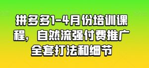 拼多多1-4月份培训课程，自然流强付费推广全套打法和细节-小鸿资源库
