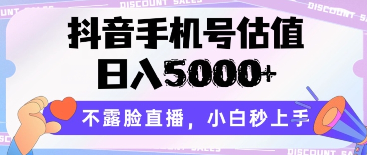 抖音手机号估值，日入5000+，不露脸直播，小白秒上手【揭秘】-小鸿资源库