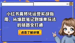 小红书高转化运营实战指南，从爆款笔记到爆单玩法的链路全打通-小鸿资源库