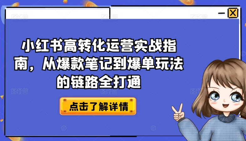 小红书高转化运营实战指南，从爆款笔记到爆单玩法的链路全打通-小鸿资源库