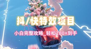 抖音快手双平台特效教程，玩法简单，小白完整攻略，轻松100+到手【揭秘】-小鸿资源库