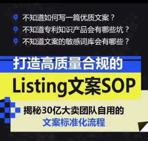 打造高质量合规的Listing文案SOP，掌握亚马逊文案工作的标准化-小鸿资源库