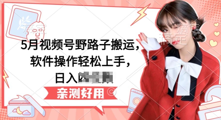 5月视频号野路子搬运，软件操作轻松上手，日入三位数【揭秘】-小鸿资源库