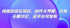 纯原创音乐项目，创作无界限，引发无限讨论，全平台可发布【揭秘】-小鸿资源库