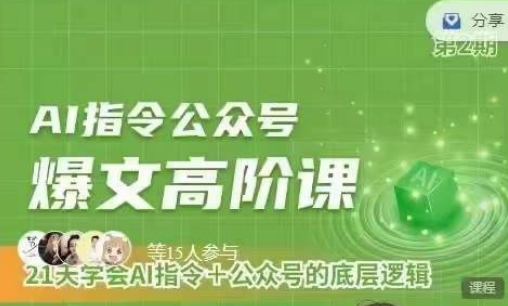 Ai指令公众号高阶课，学会ai指令+公众号的底层逻辑-小鸿资源库