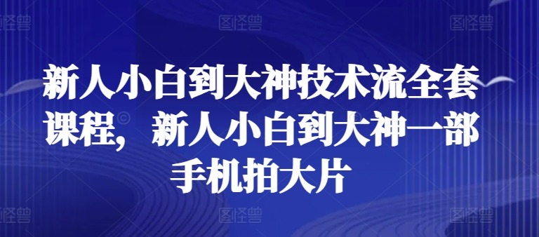 新人小白到大神技术流全套课程,新人小白到大神一部手机拍大片-小鸿资源库