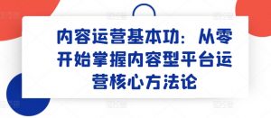 内容运营基本功：从零开始掌握内容型平台运营核心方法论-小鸿资源库