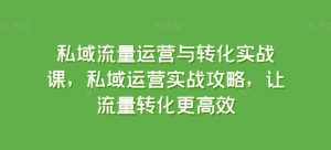 私域流量运营与转化实战课，私域运营实战攻略，让流量转化更高效-小鸿资源库
