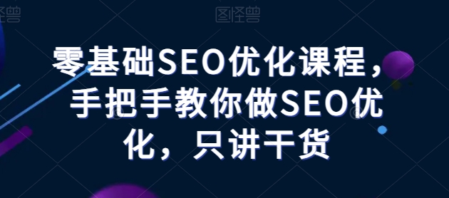 零基础SEO优化课程，手把手教你做SEO优化，只讲干货-小鸿资源库