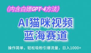 AI猫咪视频蓝海赛道，操作简单，轻松吸粉引爆流量，日入1K【揭秘】-小鸿资源库