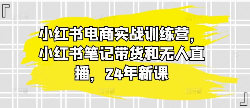 小红书电商实战训练营，小红书笔记带货和无人直播，24年新课-小鸿资源库
