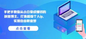 手把手教你从小白变成赚钱的创业博主,打造超级个人ip,实现自由职业梦-小鸿资源库