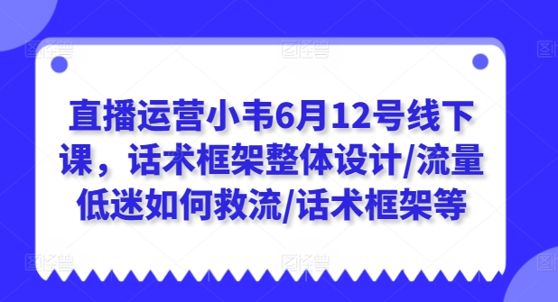 直播运营小韦6月12号线下课,话术框架整体设计/流量低迷如何救流/话术框架等-小鸿资源库
