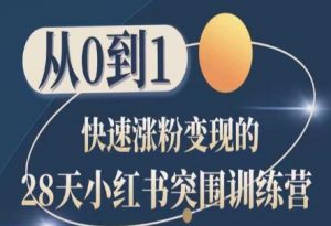 28天小红书突围训练营,从0到1快速涨粉变现-小鸿资源库