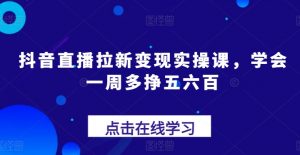 抖音直播拉新变现实操课，学会一周多挣五六百-小鸿资源库