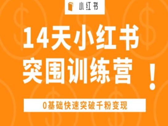 14天小红书突围训练营 ,0基础快速突破千粉变现-小鸿资源库