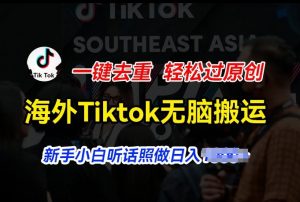 海外Tiktok短视频无脑搬运，一键去重轻松过原创，新手小白听话照做日入几张【揭秘】-小鸿资源库