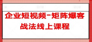 企业短视频-矩阵爆客战法线上课程-小鸿资源库