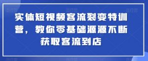 实体短视频客流裂变特训营，教你零基础源源不断获取客流到店-小鸿资源库