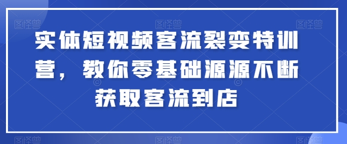 实体短视频客流裂变特训营，教你零基础源源不断获取客流到店-小鸿资源库
