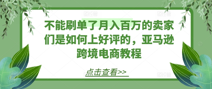 不能刷单了月入百万的卖家们是如何上好评的，亚马逊跨境电商教程-小鸿资源库