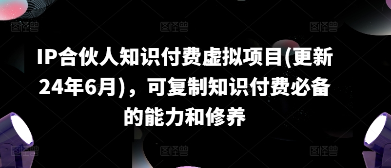 IP合伙人知识付费虚拟项目(更新24年6月),可复制知识付费必备的能力和修养-小鸿资源库