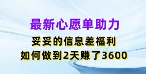 最新心愿单助力，妥妥的信息差福利，两天赚了3.6K【揭秘】-小鸿资源库