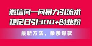 微信问一问暴力引流术，稳定日引300+创业粉，最新方法，条条爆款【揭秘】-小鸿资源库
