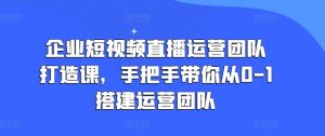 企业短视频直播运营团队打造课，手把手带你从0-1搭建运营团队-小鸿资源库