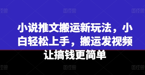 小说推文搬运新玩法，小白轻松上手，搬运发视频让搞钱更简单-小鸿资源库