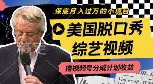 利用美国脱口秀综艺视频，撸视频号分成计划收益，每天只需一小时，月入过W【揭秘】-小鸿资源库