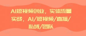AI短视频创业，实体流量实战，AI/短视频/直播/私域/团队-小鸿资源库