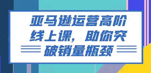 亚马逊运营高阶线上课，助你突破销量瓶颈-小鸿资源库