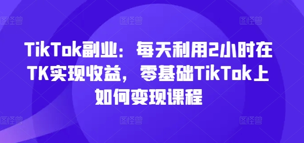 TikTok副业:每天利用2小时在TK实现收益,零基础TikTok上如何变现课程-小鸿资源库