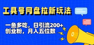 一鱼多吃，日引流200+创业粉，全平台工具号，网盘拉新新玩法月入5位数【揭秘】-小鸿资源库