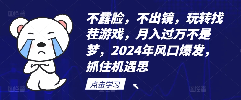 不露脸，不出镜，玩转找茬游戏，月入过万不是梦，2024年风口爆发，抓住机遇【揭秘】-小鸿资源库