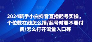 2024新手小白抖音直播起号实操,个位数在线怎么播/起号时要不要付费/怎么打开流量入口等-小鸿资源库