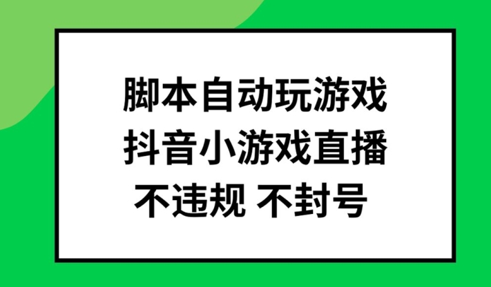 脚本自动玩游戏,抖音小游戏直播,不违规不封号可批量做【揭秘】-小鸿资源库