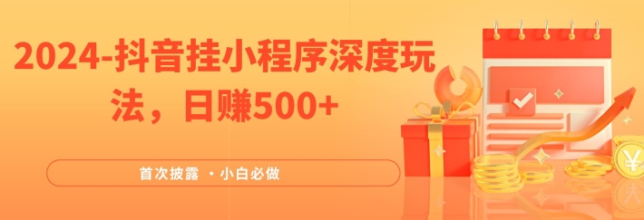 2024全网首次披露，抖音挂小程序深度玩法，日赚500+，简单、稳定，带渠道收入，小白必做【揭秘】-小鸿资源库