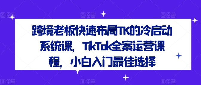 跨境老板快速布局TK的冷启动系统课,TikTok全案运营课程,小白入门最佳选择-小鸿资源库