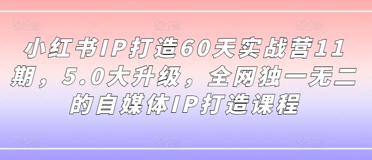 小红书IP打造60天实战营11期，5.0大升级，全网独一无二的自媒体IP打造课程-小鸿资源库