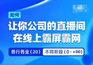企业矩阵直播霸屏实操课，让你公司的直播间在线上霸屏霸网-小鸿资源库
