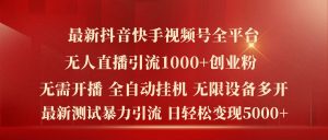 最新抖音快手视频号全平台无人直播引流1000+精准创业粉,日轻松变现5k+【揭秘】-小鸿资源库