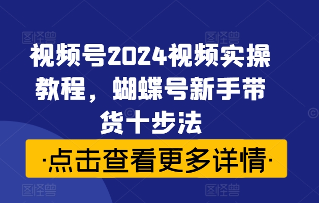视频号2024视频实操教程，蝴蝶号新手带货十步法-小鸿资源库