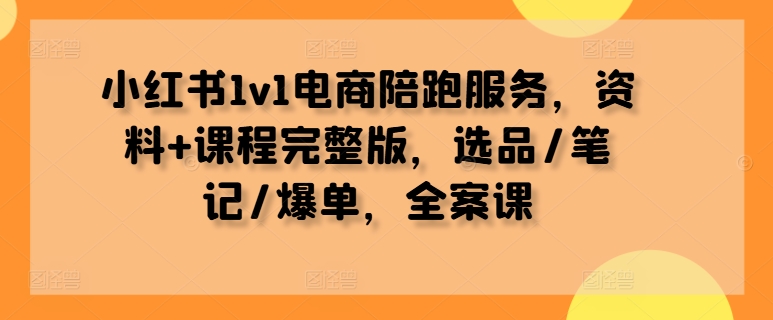 小红书1v1电商陪跑服务，资料+课程完整版，选品/笔记/爆单，全案课-小鸿资源库
